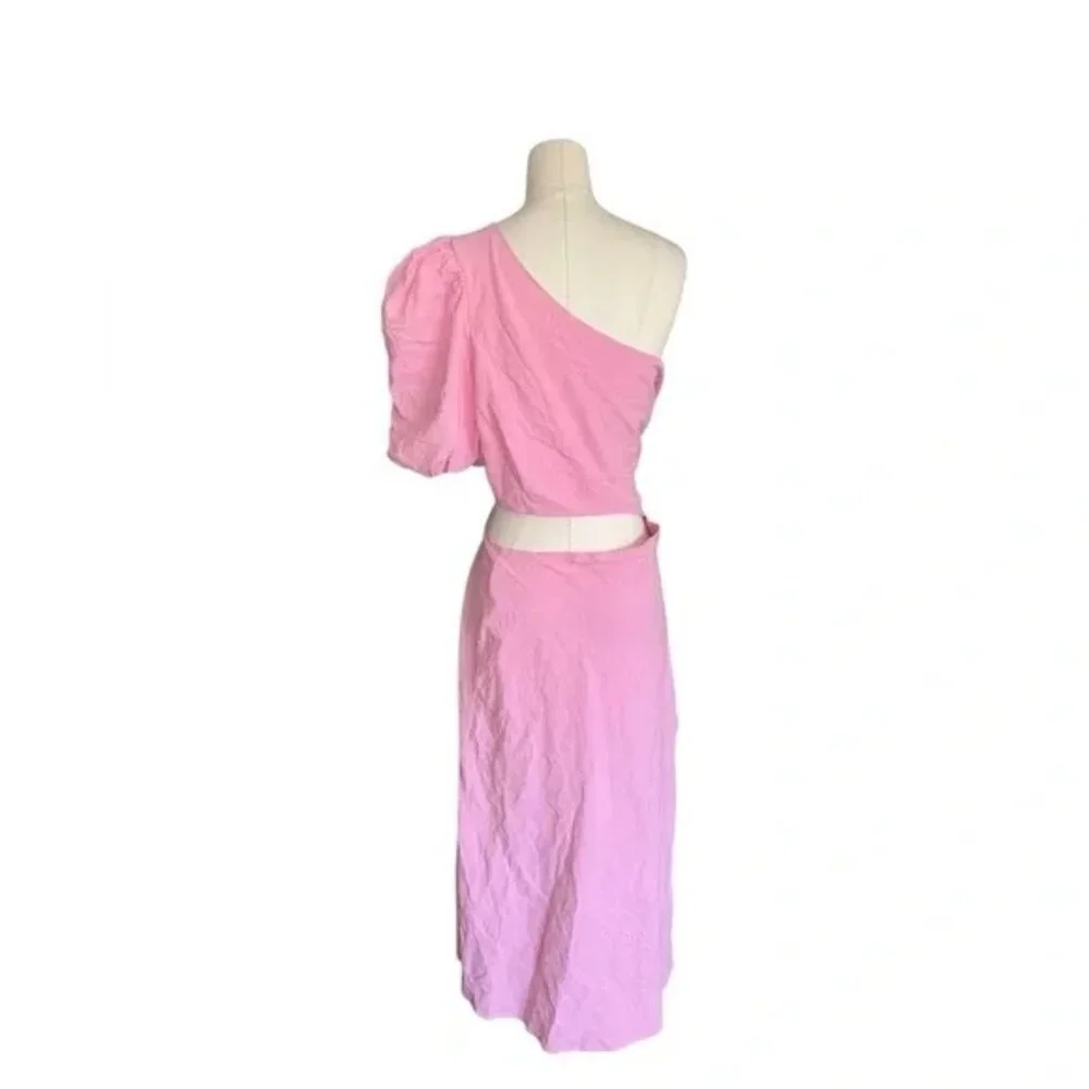 SHOWPO MARCIA MIDI DRESS - ONE SHOULDER DRESS WITH SIDE CUT OUT IN PINK - Picture 7 of 9